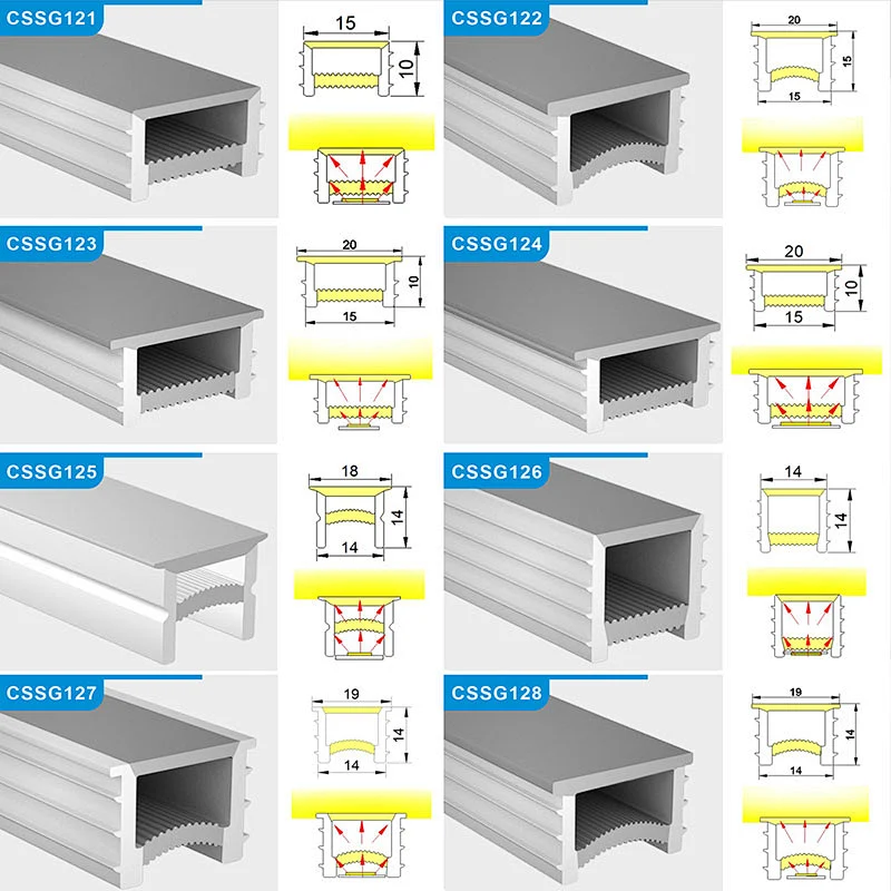 2024 habitación regulable CSSG001-CSSG178 resistente al agua cubierta de silicio led cubierta de luz de tira para la luz de tira